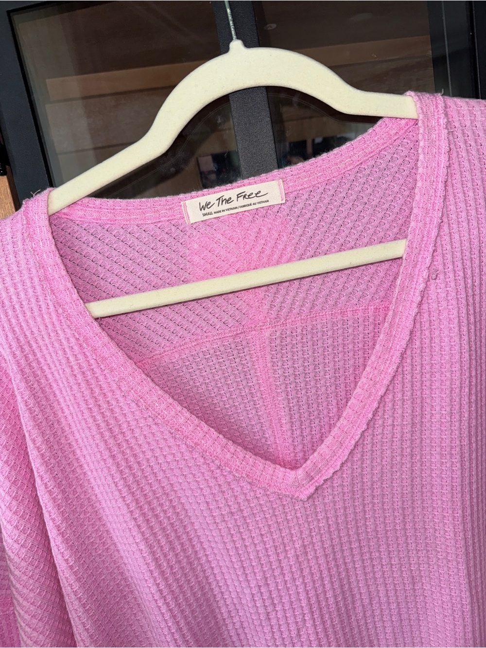 We The Free People Coraline Thermal Top Oversized Waffle Knit Swing long sleeve - Picture 3 of 9